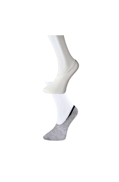 Gri ve Beyaz Kadın Babet Çorap 3 çift