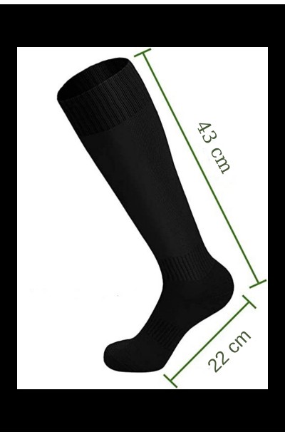 Siyah Erkek Futbol Çorabı Nefes Alabilen Ter Emici Spor Antrenman Yürüyüş Koşu Tozluk Çorap 43 cm