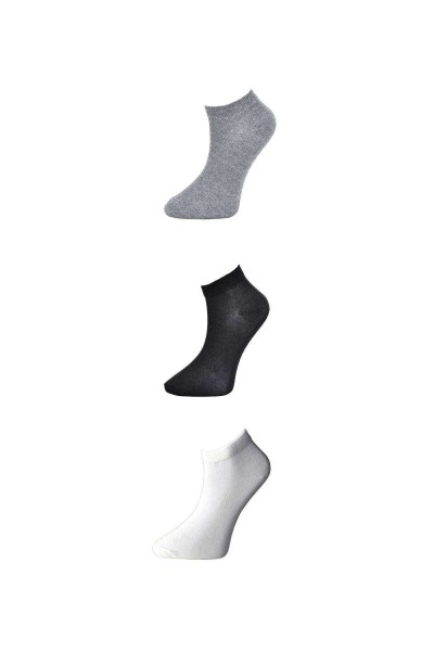 Siyah Gri ve Beyaz Kadın Bilek Çorap 3 çift
