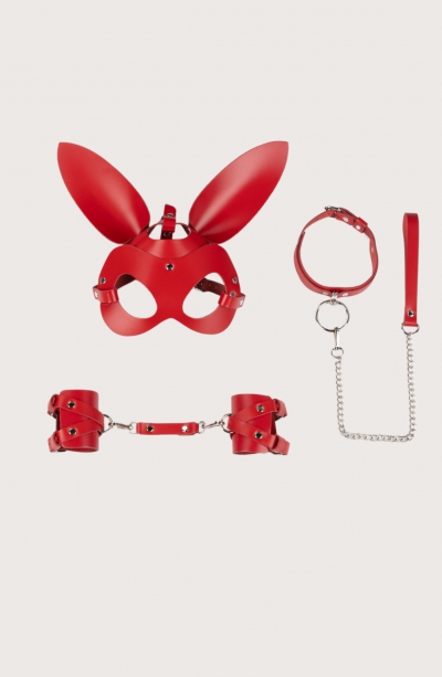 4lü Deri Fantezi Kırmızı Harness Set Özel Tasarım Premium Model 800713K
