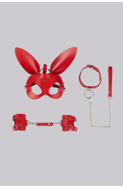 5li Fantezi Harness Deri Kırmızı Set Özel Tasarım Premium Model 800729K