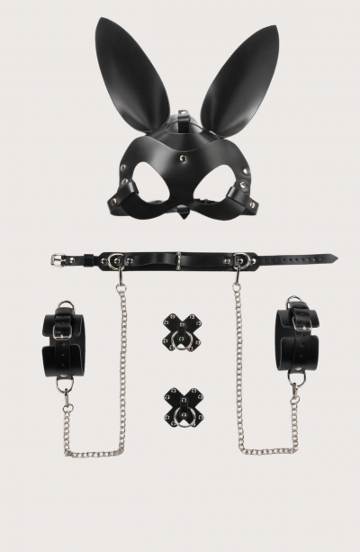 5li Fantezi Harness Deri Set Özel Tasarım Premium Model Siyah 800718S