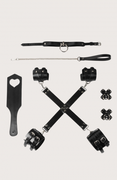 5li Fantezi Siyah Harness Deri Set Özel Tasarım Premium Model 800715S