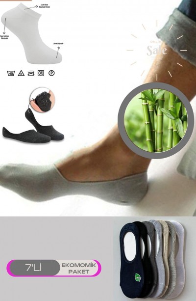 6lı Bambu Topuk Burun Dikişsiz Görünmez Spor Kadın Babet Çorap 1007-6lı