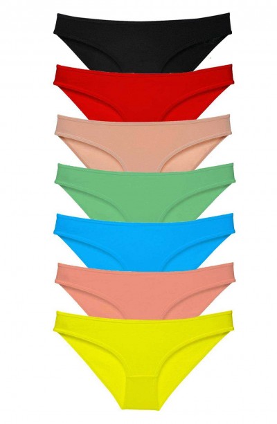 7 adet Süper Eko Set Likralı Kadın Slip Külot Çok Renkli