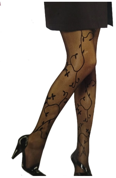 Bali Bayan Desenli Külotlu Çorap Funda Siyah 2