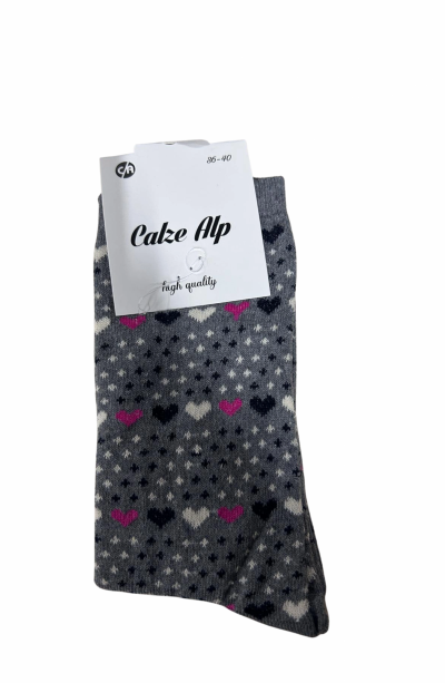 Barış Kalp Desenli Likralı Kadın Soket Çorap 1 Adet