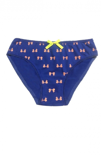 Berrak Kadın için Saks Renk Kurdele Süslemeli Bikini 11103