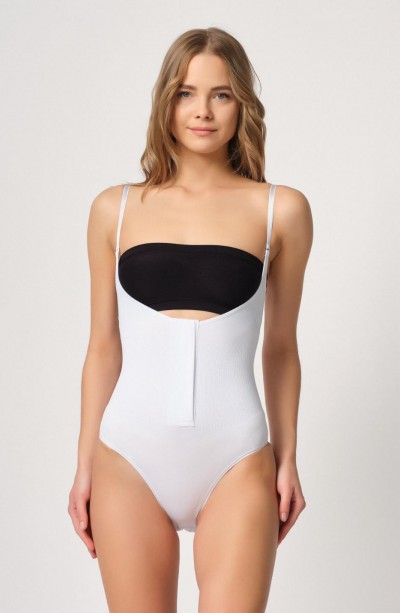 BEYAZ MI Emay 2043 Göğsü Açık Agraflı Body Korse