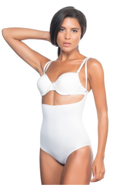 BEYAZ MI Emay 2073 Göğüsü Açık Desenli Body Korse