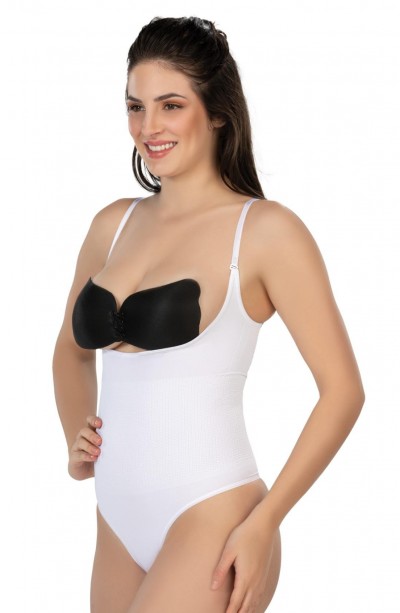 BEYAZ MI Emay 2076 Göğüsü Açık String Body Korse