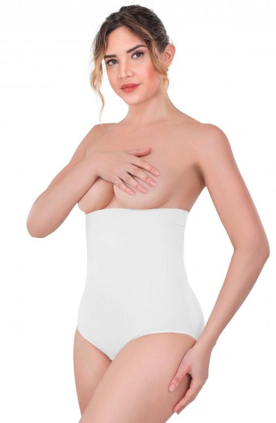 BEYAZ MI Emay 2080 Yüksek Bel Çıtçıtlı Slip Korse