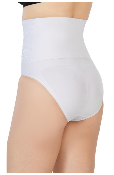 BEYAZ MI Emay 2090 Önü Dantelli Yüksek Bel Slip Korse