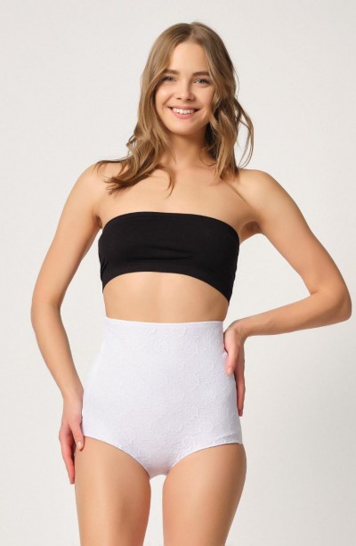 BEYAZ MI Emay 2842 Lazer Dantelli Slip Korse