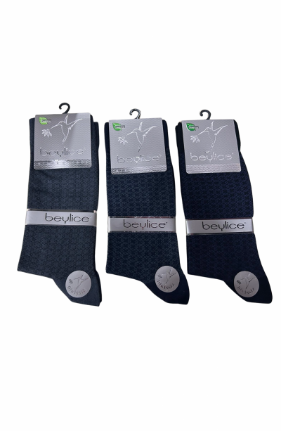 Beylice Desenli Bambu Dikişsiz Erkek Çorabı -Sıkmayan Lastik- Tavşan Kulağı Kavrayan Topuk 6 ADET