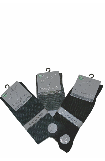 Beylice Desenli Bambu Dikişsiz Erkek Çorabı -Sıkmayan Lastik- Tavşan Kulağı Kavrayan Topuk 6 ADET