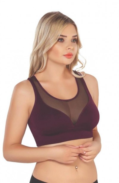 Bordo Emay 4028 Seamless Tül Toparlayıcı Sütyen Korse