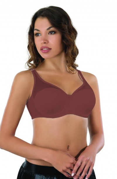 BORDO MI Emay 167B Pedli Tül Toparlayıcı Sütyen