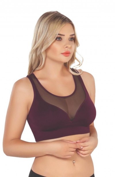 BORDO MI Emay 4028 Seamless Tül Toparlayıcı Büstiyer