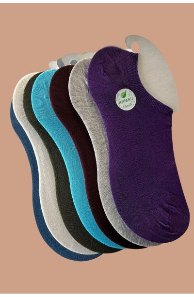 Çok Rekli 7 li Bambu Topuk Burun Dikişsiz Takviyeli Kadın Sneakers Çorap 1005-ÇokRekli-7li