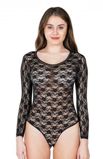 Derya Kurşun Bisiklet Yaka Dantelli Çıtçıtlı Kadın Body 327