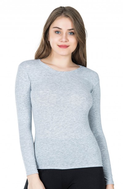 Derya Kurşun Bisiklet Yaka Uzun Kol Kadın Tişört 244