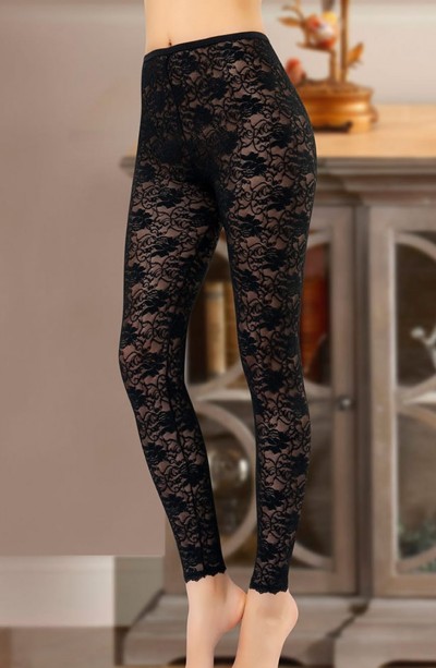 Derya Kurşun Dantelli Kadın Tayt 419