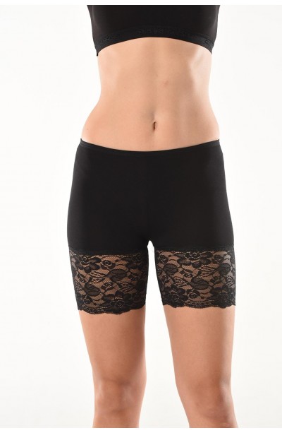 Derya Kurşun Dantelli Kısa Kadın Şort Tayt 496