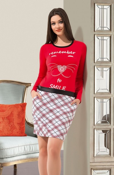 Derya Kurşun Ekose Desenli Tunik 946