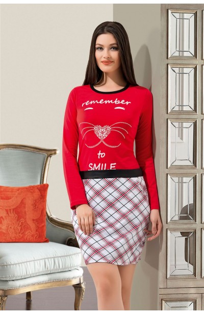 Derya Kurşun Ekose Desenli Tunik 946