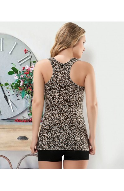 Derya Kurşun Geniş Askılı Leopar Kadın Atlet 164