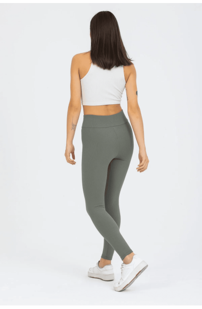 Derya Kurşun Haki Yüksek Bel Fitilli Tayt 0608