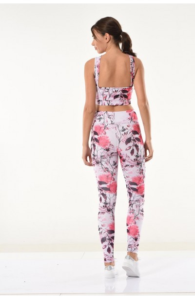 Derya Kurşun Kadın Çiçek Desenli Büstiyer Tayt Takım 530