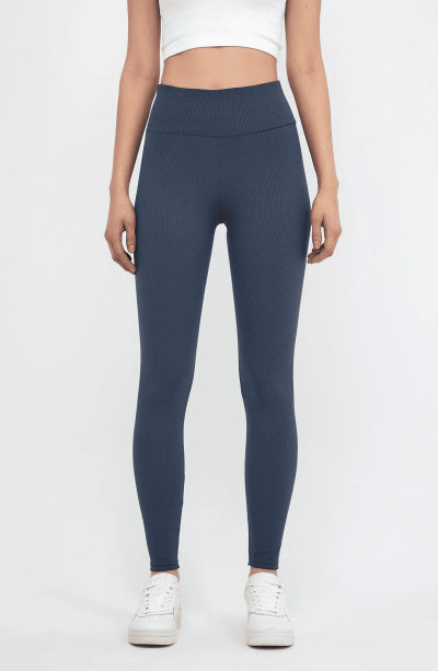 Derya Kurşun Lacivert Yüksek Bel Fitilli Tayt 0608