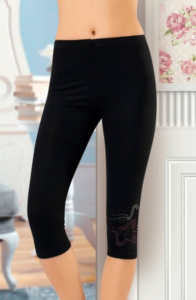 Derya Kurşun Nakışlı Kısa Kapri Kadın Tayt 428