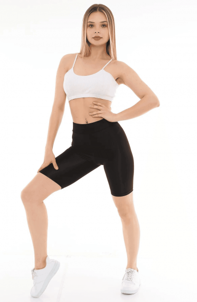 Derya Kurşun Parlak Diz Üstü Biker Tayt 0596