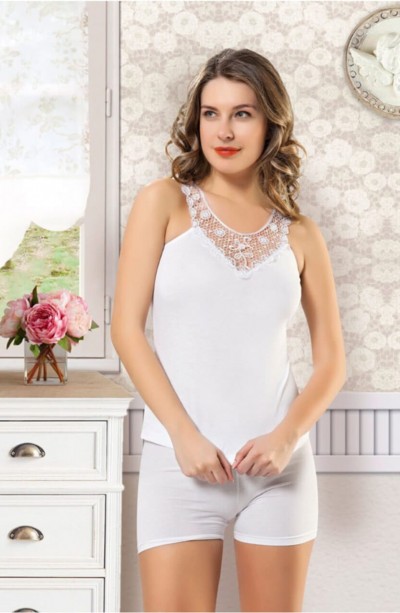 Derya Kurşun Sıfır Kol Güpürlü Kadın Atlet 294