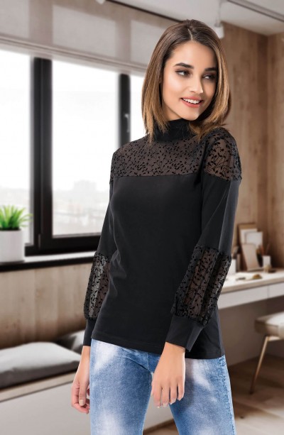 Derya Kurşun Transparan Uzun Kol Kadın Body 121