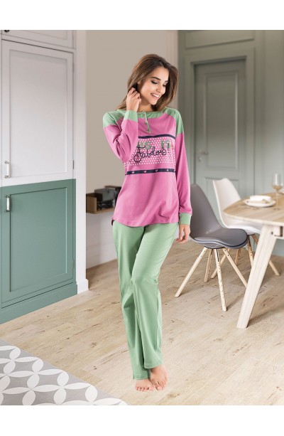 Derya Kurşun Uzun Kol Kadın Pijama Takım 1120