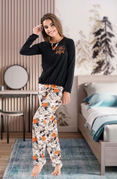 Derya Kurşun Uzun Kol Kadın Pijama Takım 1114