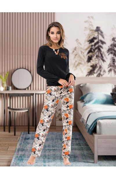 Derya Kurşun Uzun Kol Kadın Pijama Takım 1114