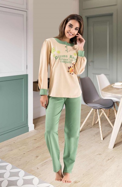 Derya Kurşun Uzun Kol Kadın Pijama 1116