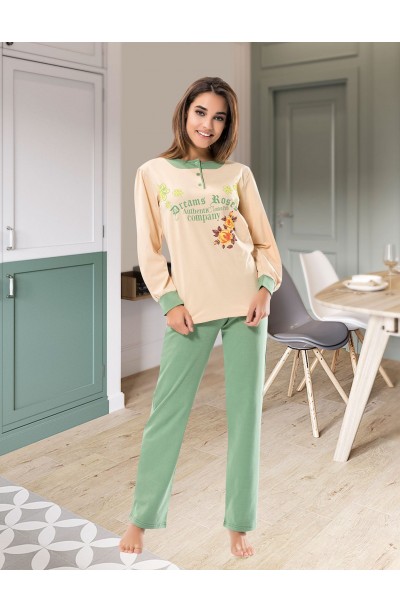 Derya Kurşun Uzun Kol Kadın Pijama 1116