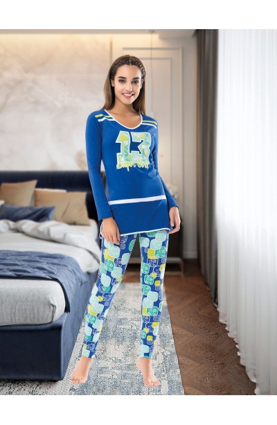 Derya Kurşun Uzun Kol Kadın Pijama Takım 1118