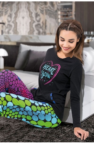 Derya Kurşun Uzun Kol Kadın Pijama Takım 1110