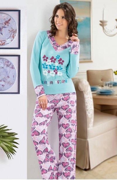 Derya Kurşun Uzun Kol Kadın Pijama Takım 761