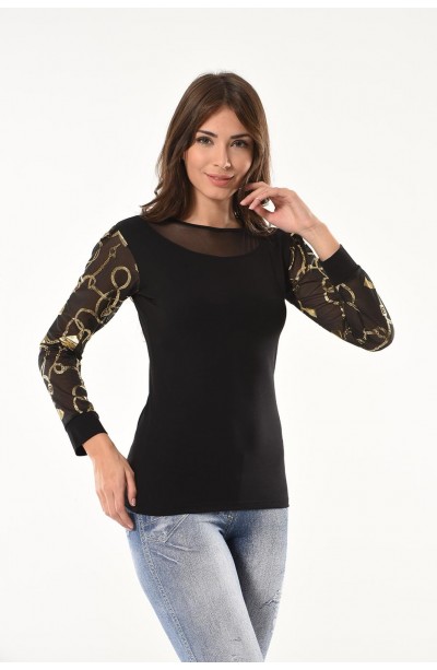Derya Kurşun Varak Desenli Uzun Kol Body 144