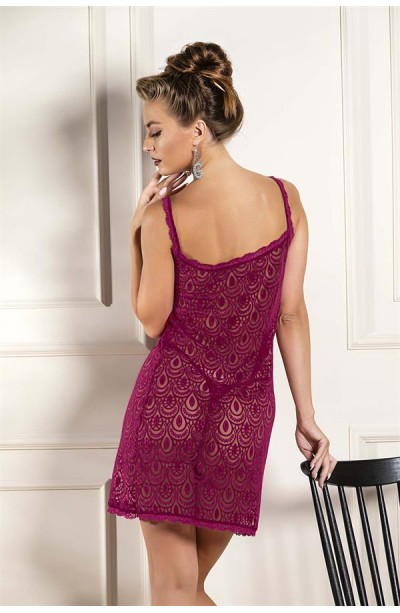DEVORE TRANSPARAN BABYDOLL STRİNG TAKIM BORDO (31842)