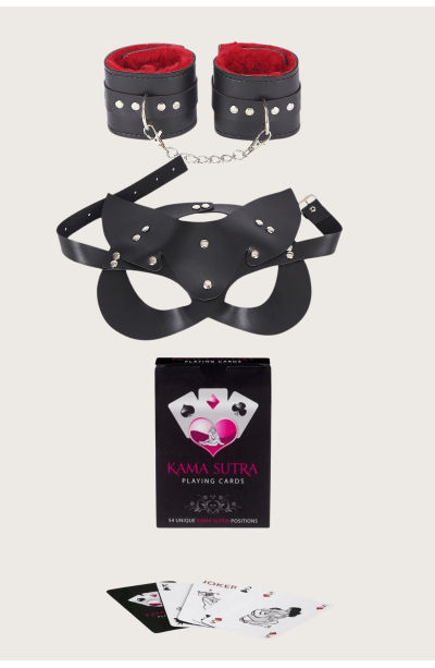 Görsel Oyun Kartı Maske Bileklik  Deri model Harness Set BK1063