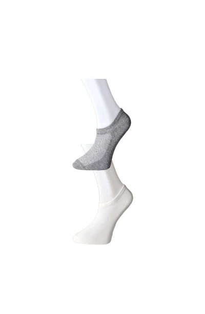 Gri ve Beyaz Erkek Görünmez Çorap 3 çift